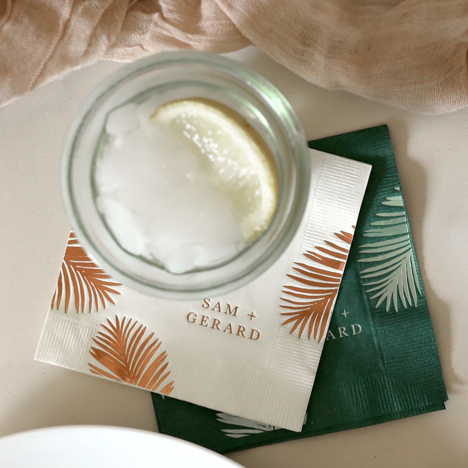 Elegant Palm Leaf Names Napkin