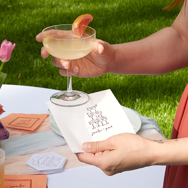 Kitschy Cocktail Hour Pyramid Toast Napkin