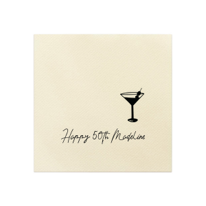 Martini Glass Script Birthday Napkin