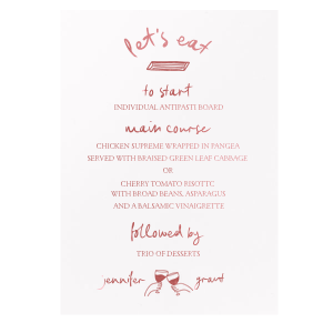 Kitschy Cocktial Hour Whimsical Wedding Menu