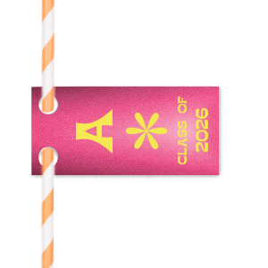 Retro Graduation Straw Tag