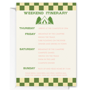 Camp Bachelorette Adventure Itinerary