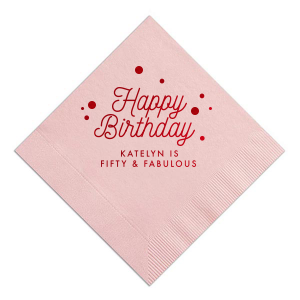 Happy Birthday Bubbles Name & Custom Phrase Napkin