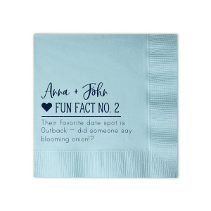 Fun Facts About the Newlyweds Script Heart Wedding Napkin