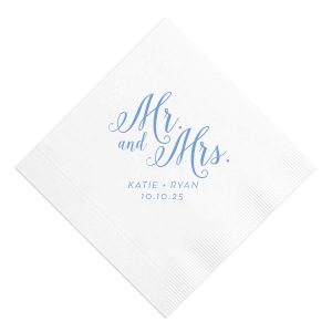 Mr and Mrs Calligraphy Wedding Napkin