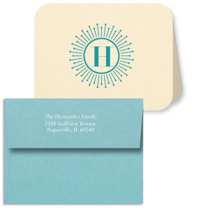 Sunburst Initial Note Card With Envelope