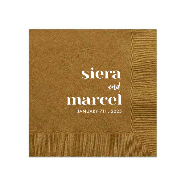 Modern Bold Names Wedding Napkin