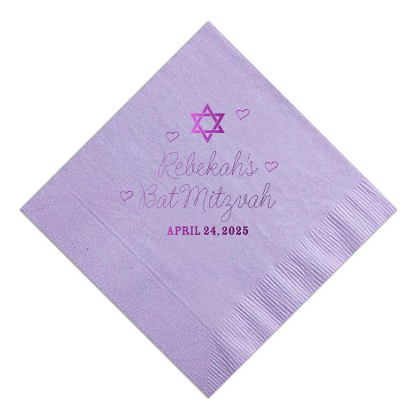 Hearts Bat Mitzvah Napkin