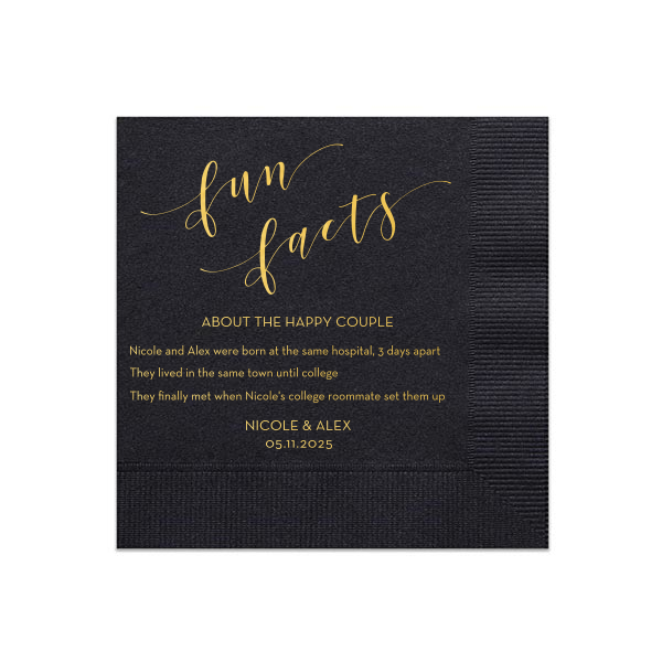 Flowing Script Fun Facts Napkin