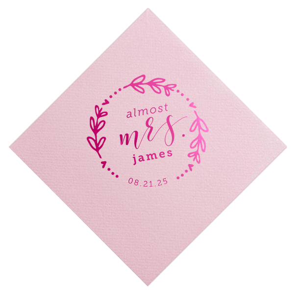 Almost Mrs Heart Frame Bridal Shower Napkin