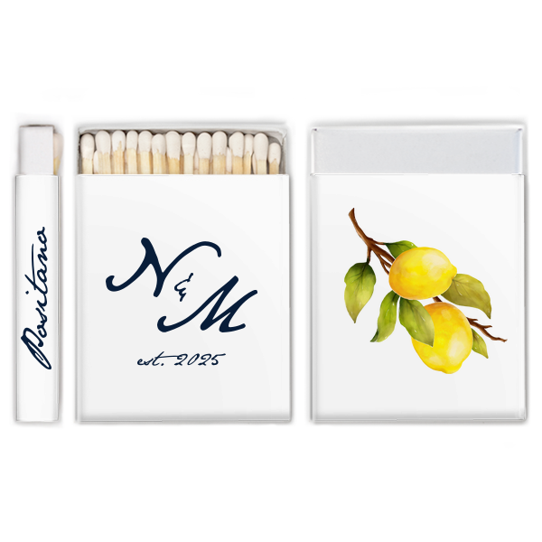 Classic Italian Wedding Lemon Custom Photo Matchbox