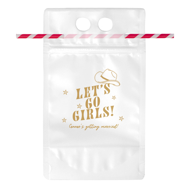 Cowgirl Bachelorette Let's Go Girls Drink Pouch