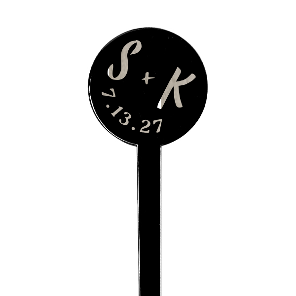 Modern Initials and Date Stir Stick