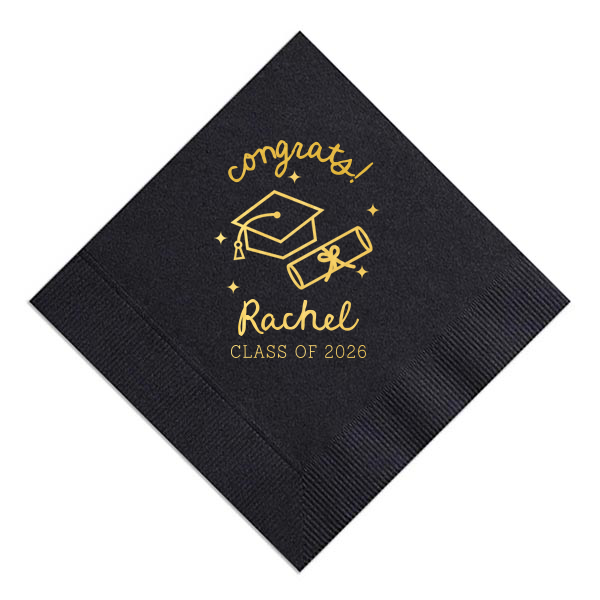 Scripted Cap & Diploma Grad Napkin