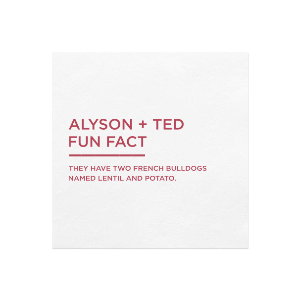 Fun Fact Simple Block Wedding Napkin