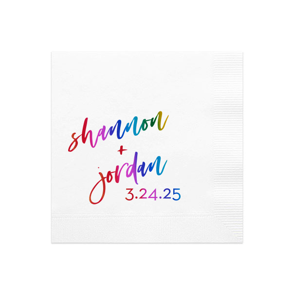 Script Names and Date Wedding Napkin