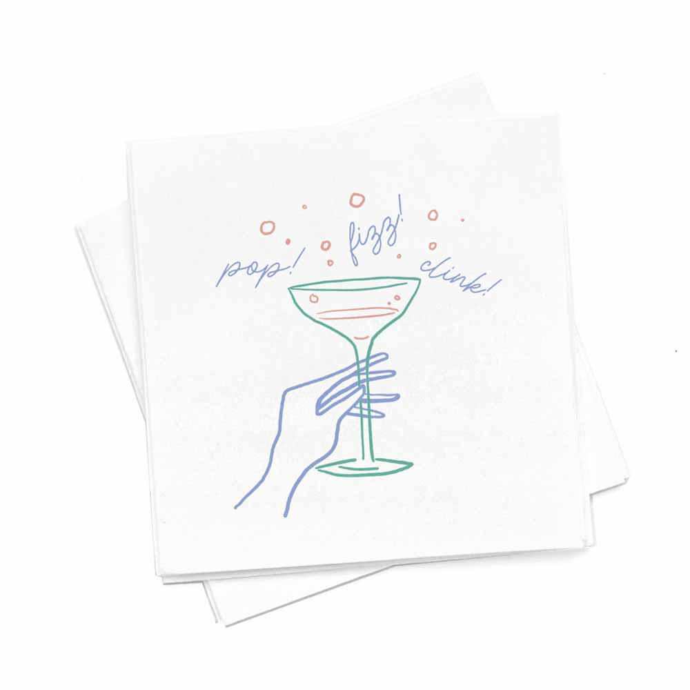 Champagne Pop, Fizz, Clink Photo Cocktail Napkins