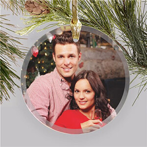 Custom Photo Circle Glass Ornament